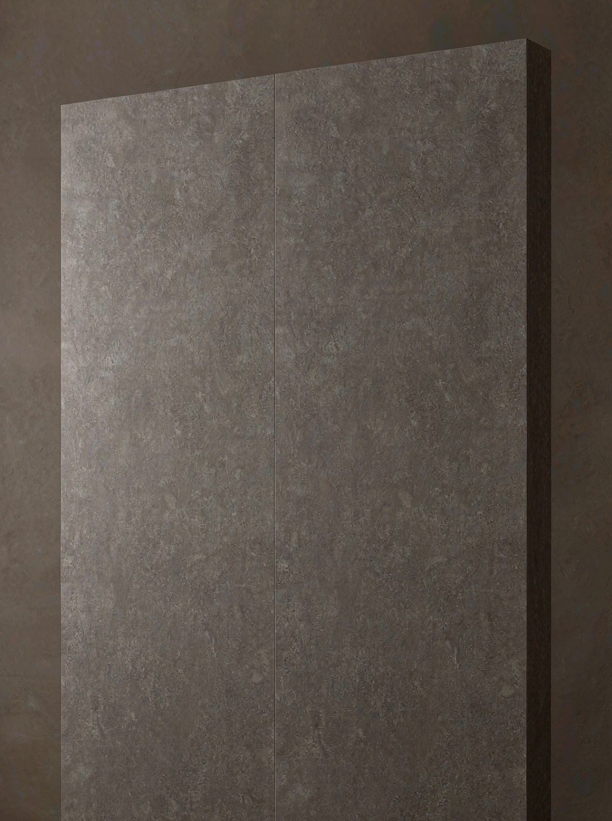 Dark micro-cement finish on an ultra-thin slab